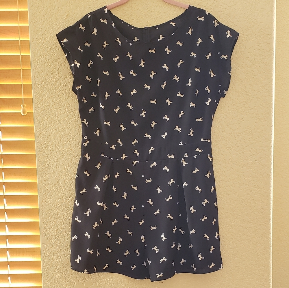 Black & White Horse Print Romper Size Medium